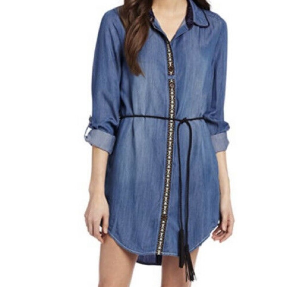 Miss Me Chambray Shirt Dress w Boho Detailing ✨